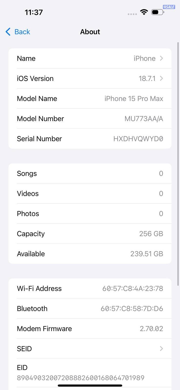 ايفون 15 برو ماكس 256 جيجا  iPhone 15 Pro Max 256GB Black like new5