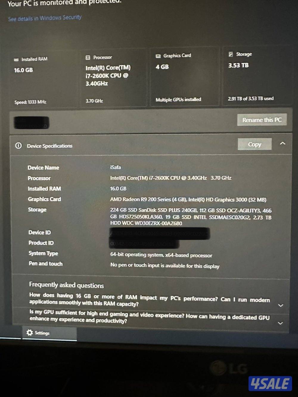 جهاز العاب + شاشة + كيبورد + ملحقات اضافية1