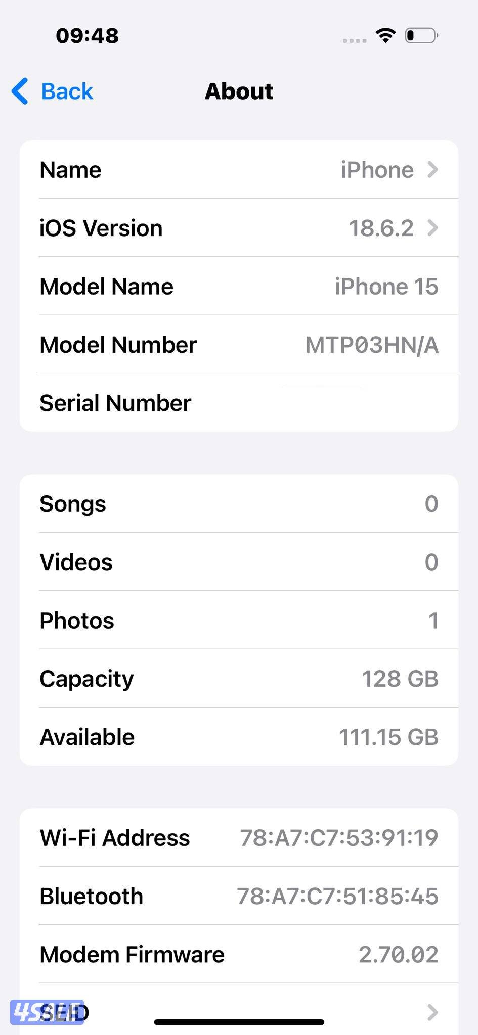 ايفون 15 128 جيجا أسود iPhone 15 128GB Black Used like new4