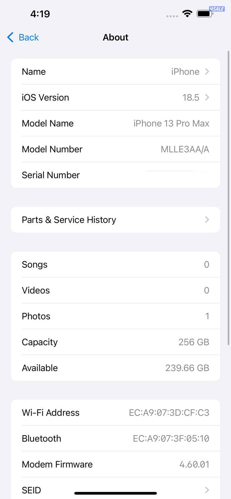 ايفون 13 برو ماكس 256 جيجا iPhone 13 Pro Max 256GB Blue Used like new3