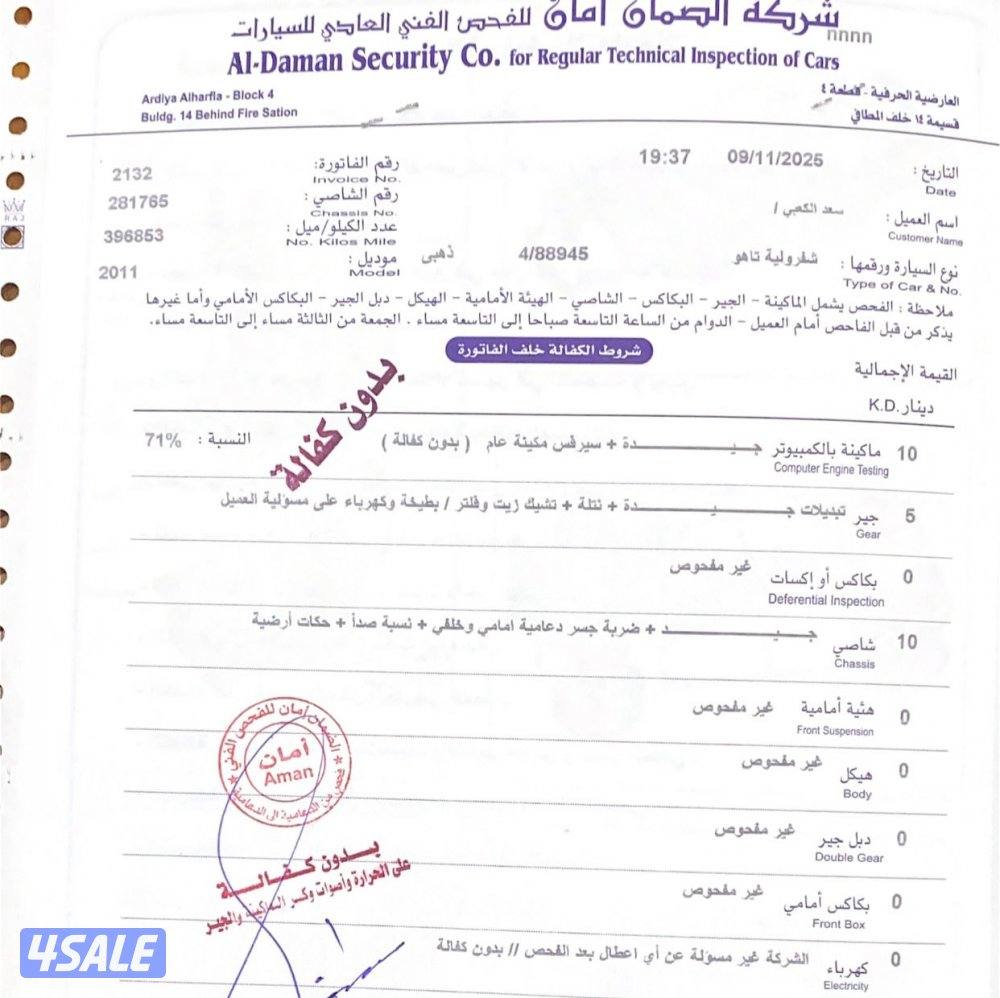 بيعة سريعة تاهو LT  2011 الفئة الأولى وارد الغانم12