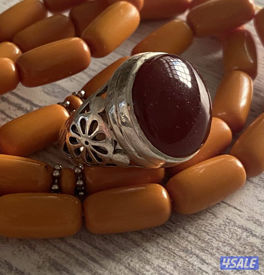 خواتم عقيق يماني فضة ثقيلة واحجار مضمونه6