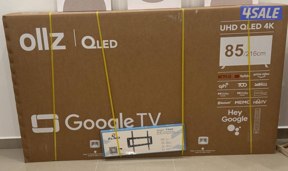 تلفزيون ماركة ollz ٨٥ بوصه سمارت فور كيه3