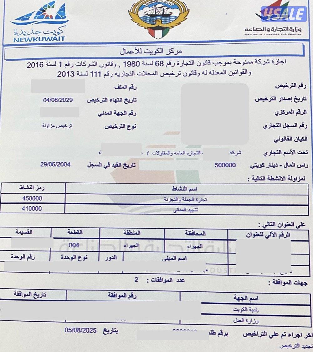 تجارة عامة ومقاولات راس المال ٥٠٠٠٠٠ دك تأسست ٢٠٠٣ ذات مسئولية محدودة✅0