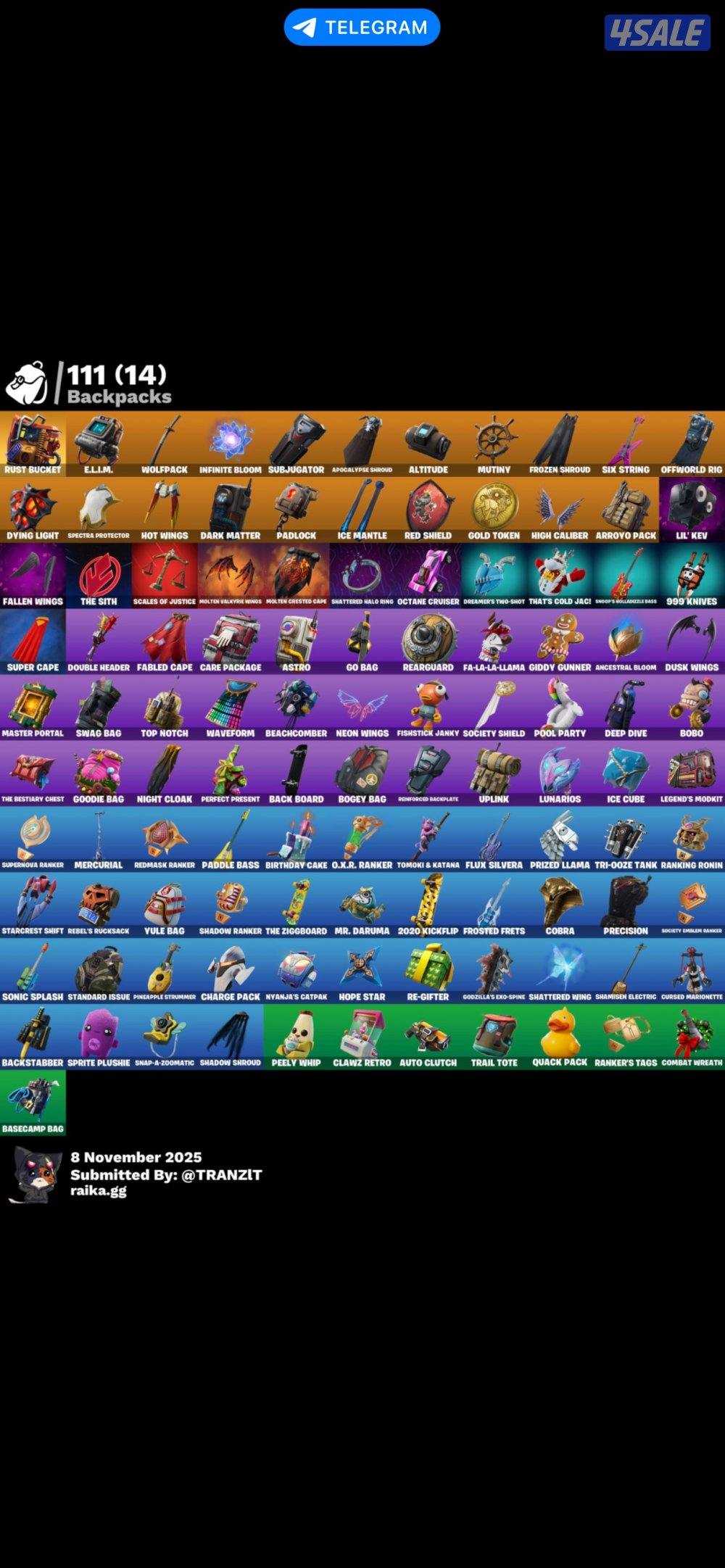 حساب فورت نايت نادر أساسي كامل معلوماته11