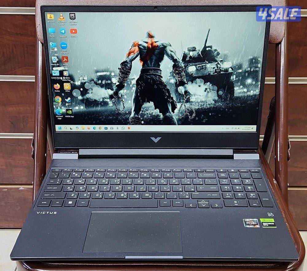 للبيع لابتوب جيمنقHp Victus /Ryzen5/16 Ram/512SSD/3050 Rtx 4GB0