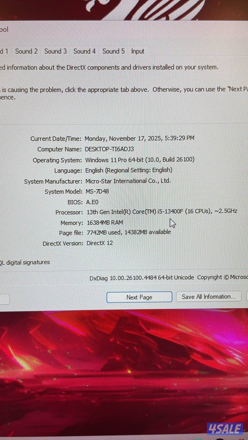 للبيع سيت اب كامل بي سي قيمنق استعمال خفيف مع كيبورد وماوس ومايك4