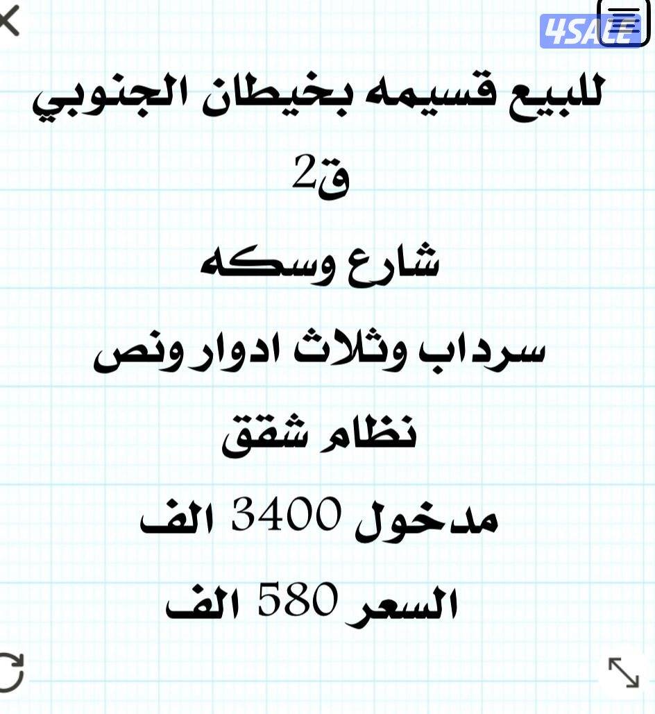 للبيع قسيمه بخيطان الجنوبي0