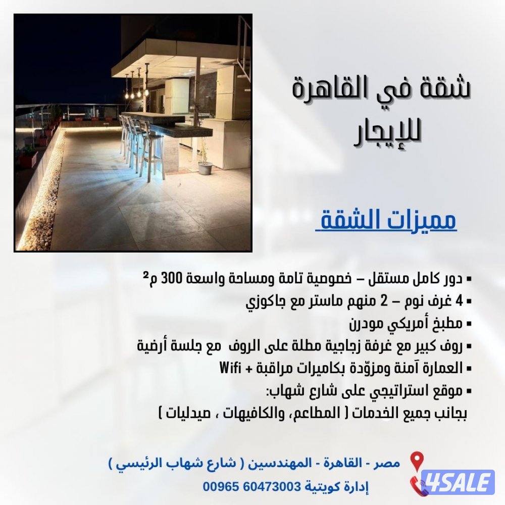 ( شقة للاجار) بالقاهره المهندسين vip15