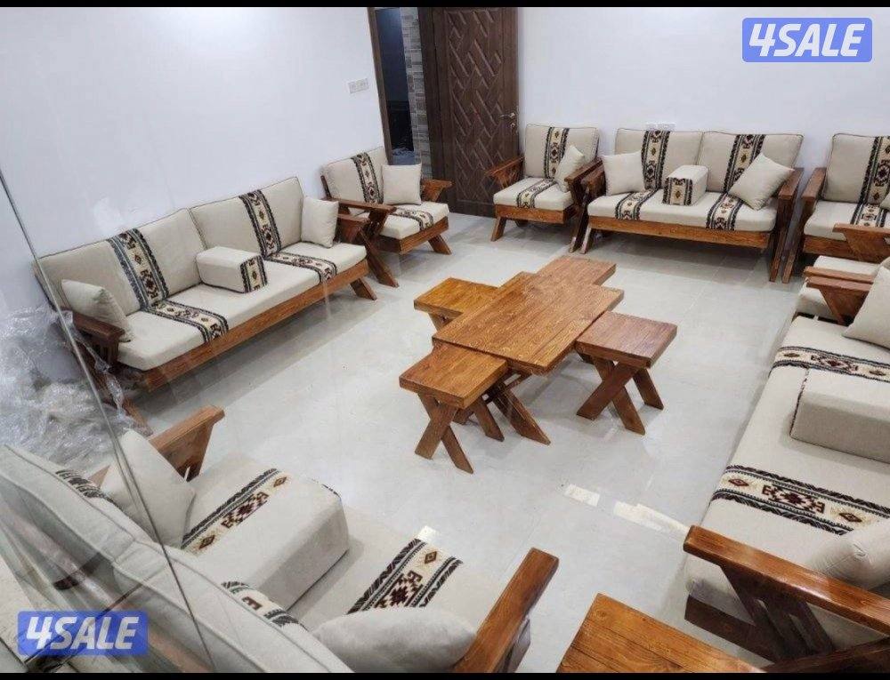 اللبيع كراسي حديد +كراسي خشب +كراسي حديد ملبس خشب مع فرش وطربال11