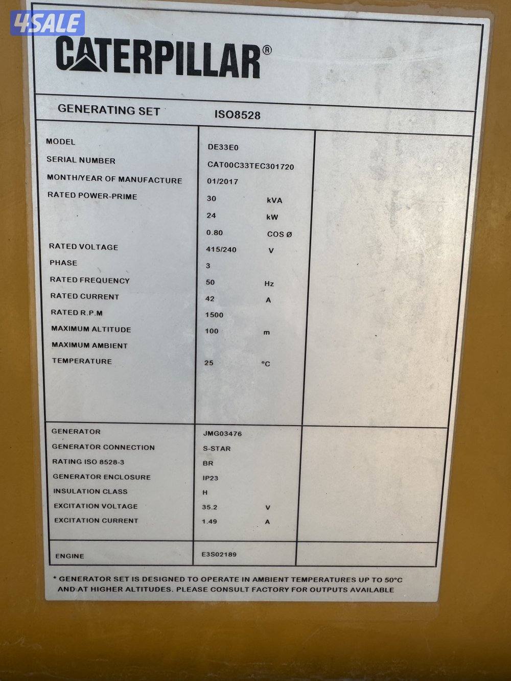 ماطور ديزل كتربلر حجم 30الف موديل 2017. مع خزان حجم 1000لتر نظيف جدا3