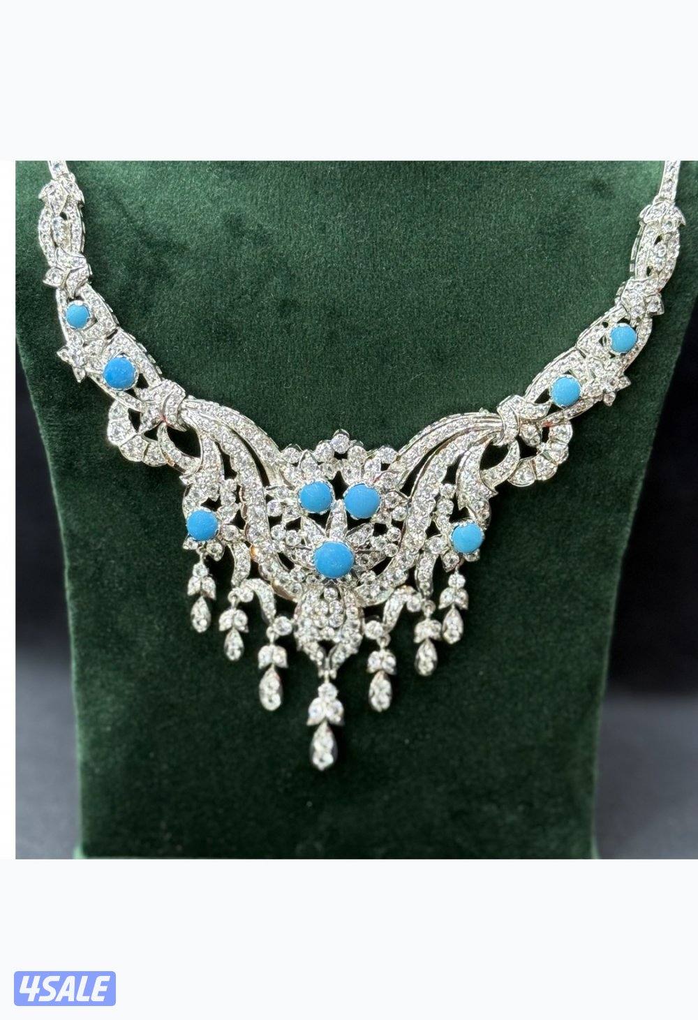 طقم نسائي فضة عيار 925 مطلي بالروديوم – فصوص زركون أبيض2