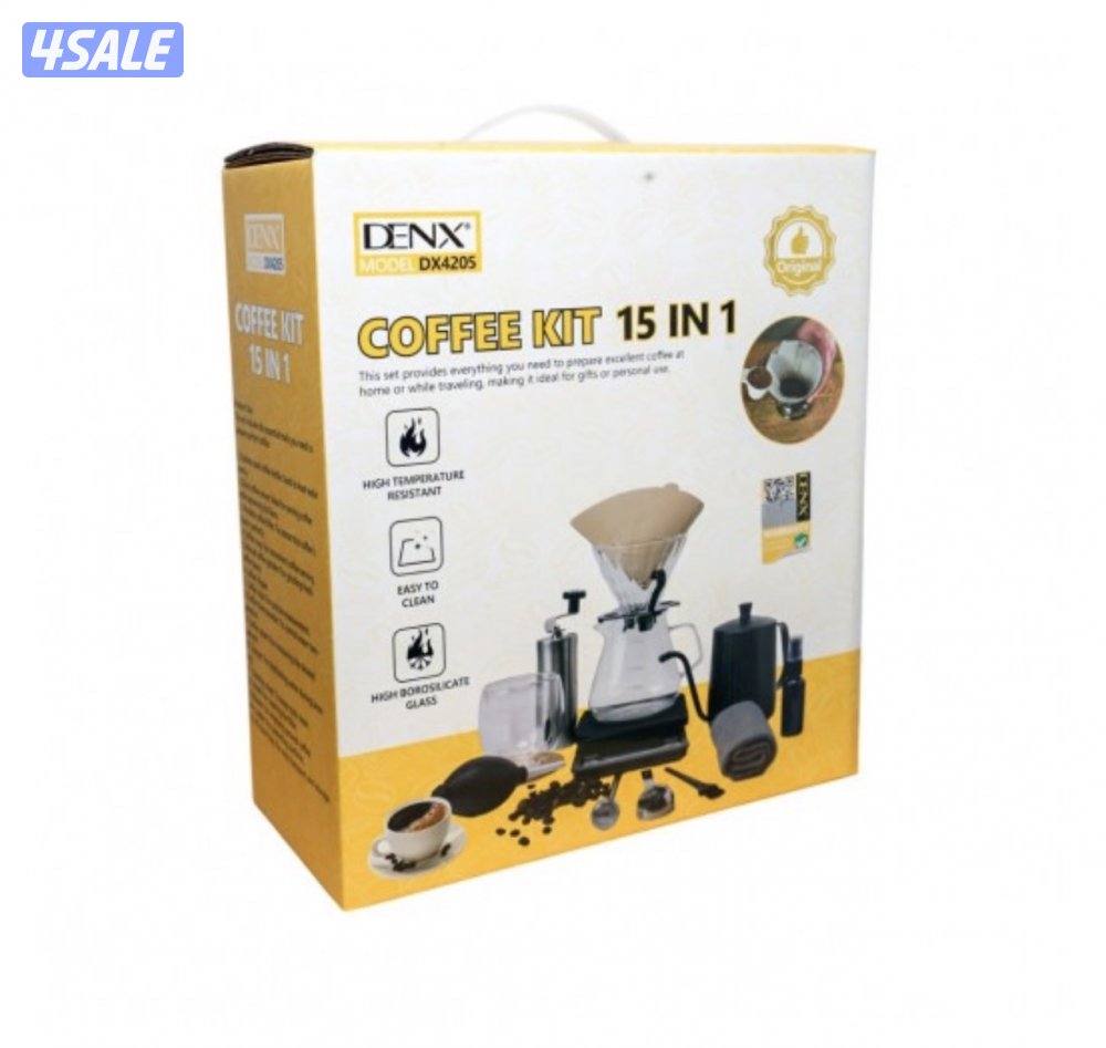 طقم ادوات تحضير القهوة V60 بالتقطير 15 في 1 من Denx1