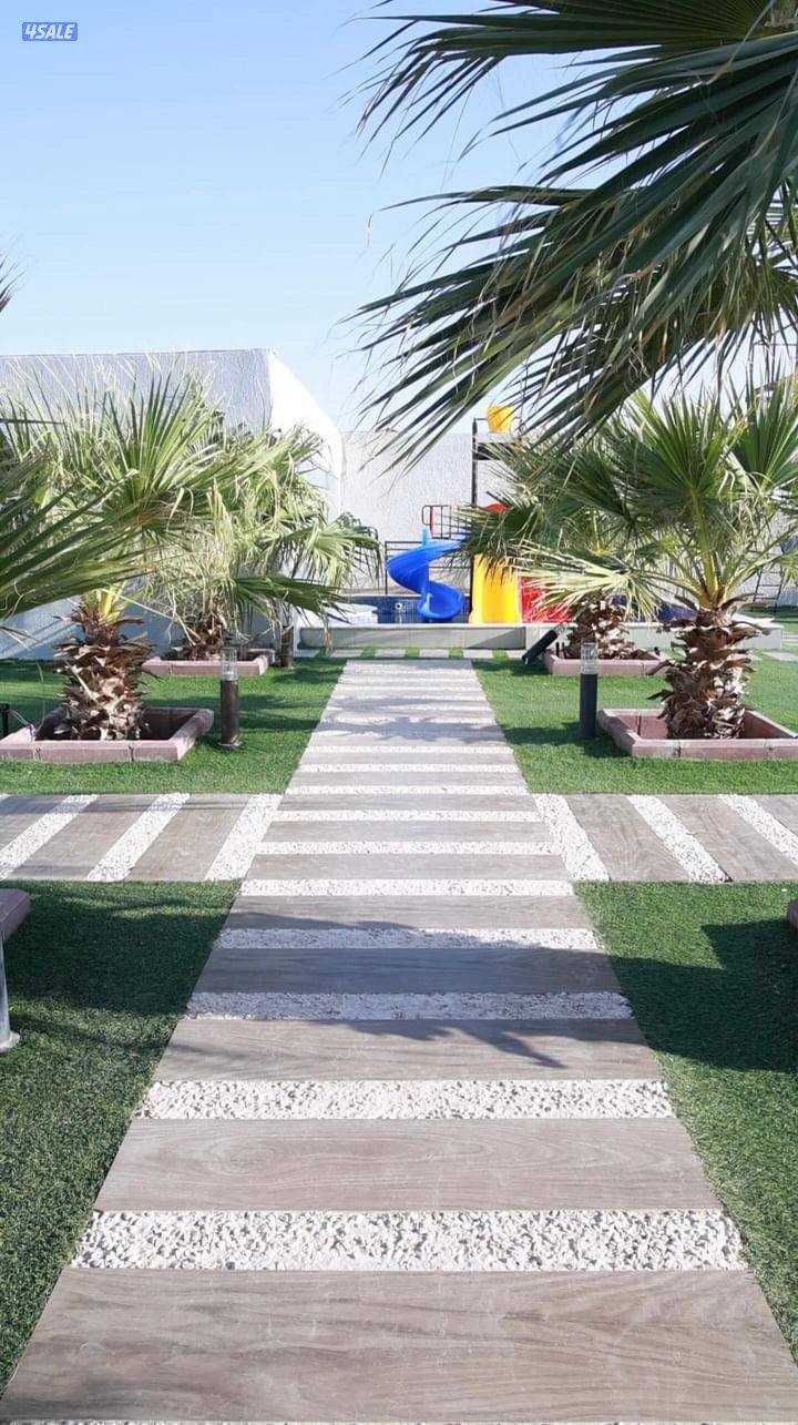 للايجار استراحة شهري اربع غرف و صالتين و دوانيه و مسبحين و مسطحات خضره3