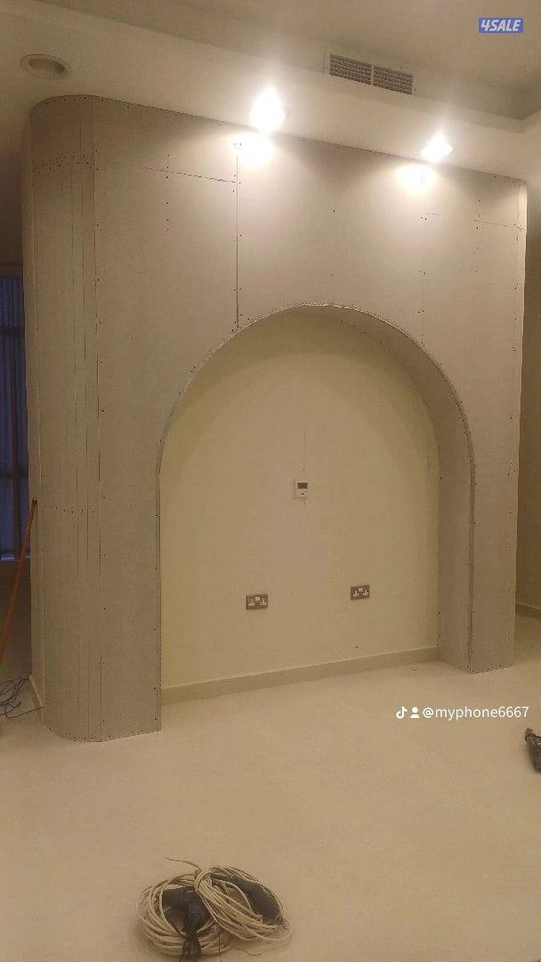 ديكور جبس جبسون بورد بارتيشن باب خشب6