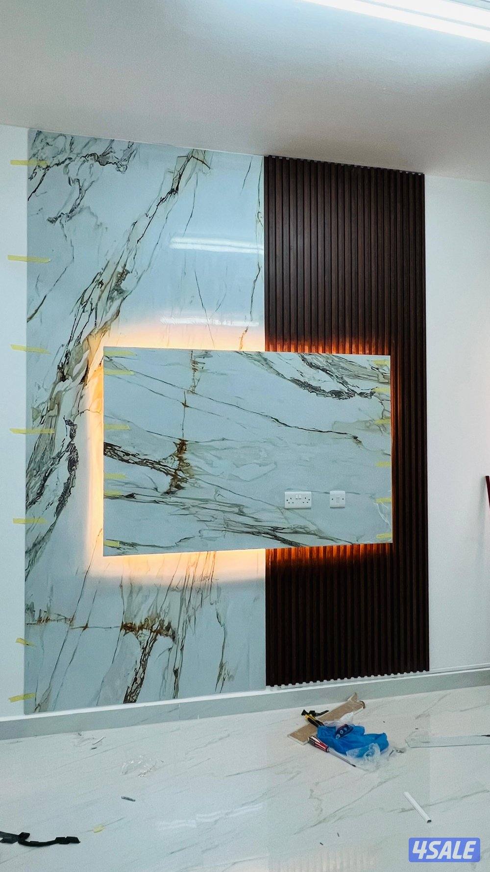 جبسم بورد بارتيشن ديكور جبس أمريكي باب خشب بديل خشب ورخام6