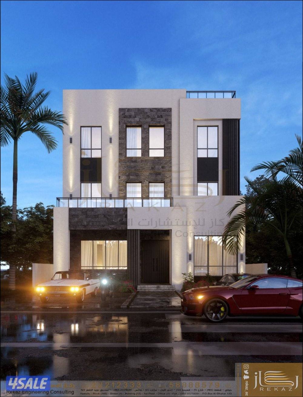 للبيع زاوية شارعين شمالية شرقية ظلال عصر مبنية ٣ ادوار ونصف0