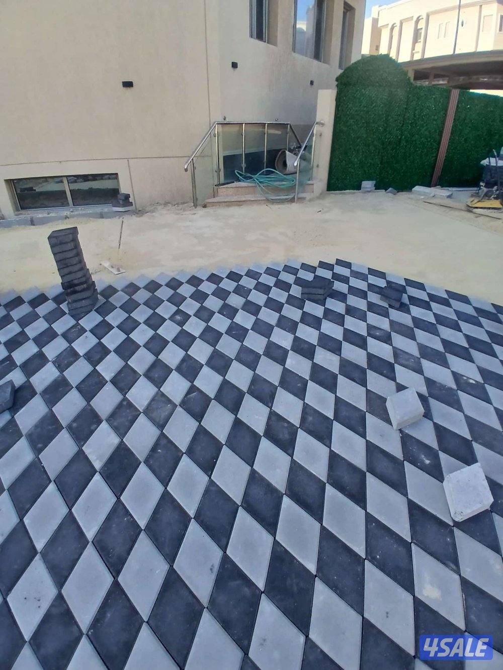 معلم بلاط متداخل وكربستون وكاشي وصب مزييك ارضيات وتركيب الحداق وتيل اص5