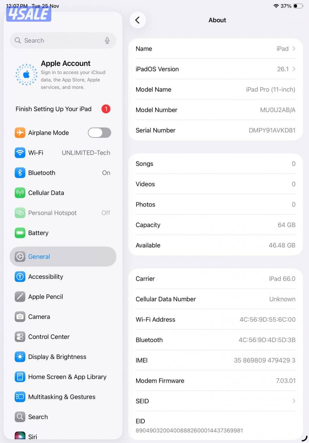 آيباد برو 11 إنش – شريحة – 64GB – فضي 11-inch iPad Pro – Cellular3