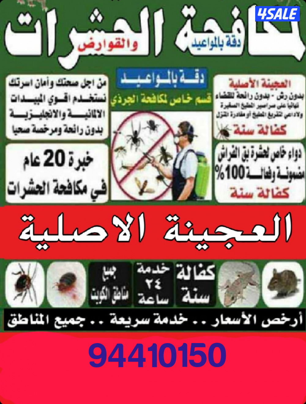 رش حشرات صراصير ونمل كفاله سنه مبيدات بدون رائحه مع العجينه الاصليه14