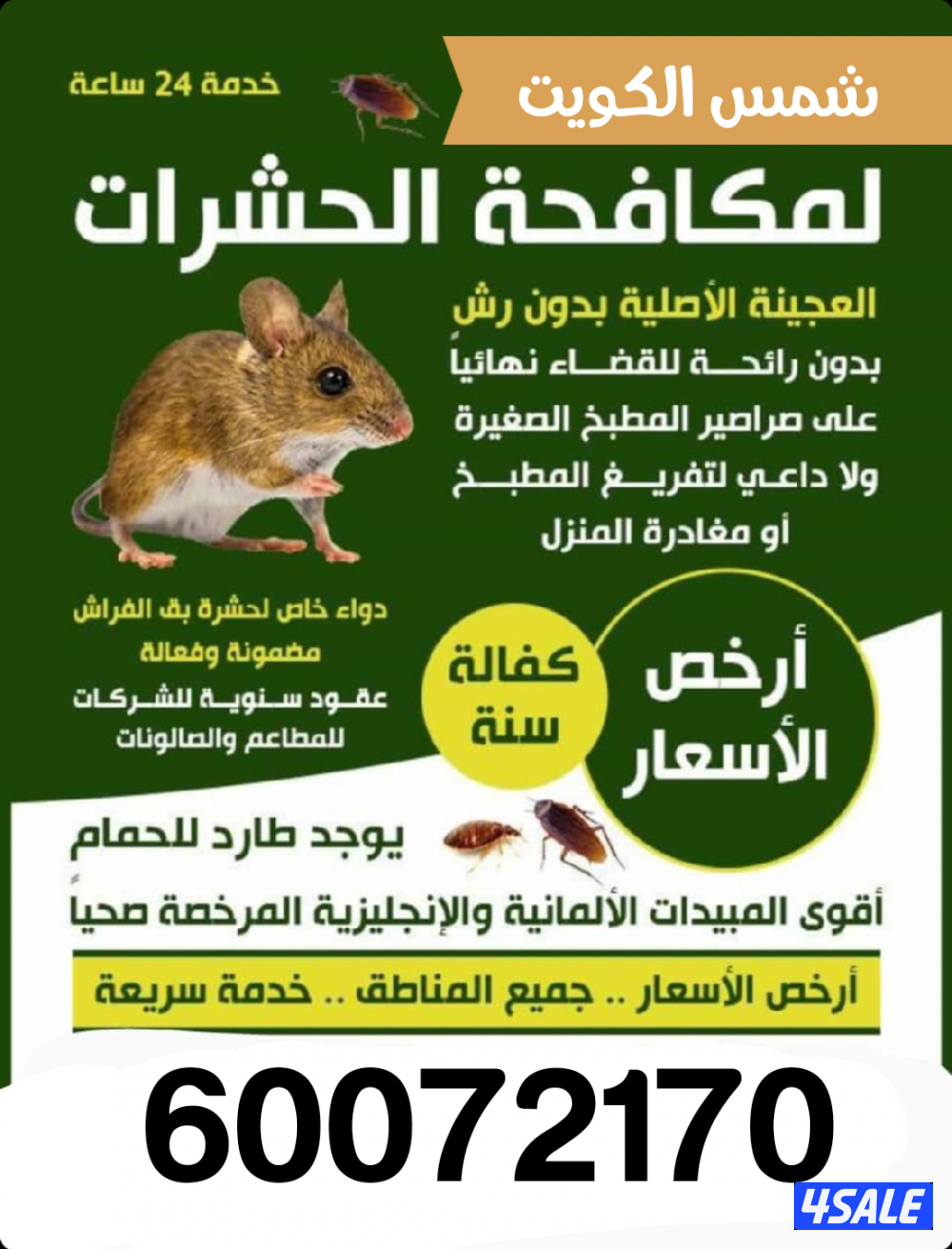 رش حشرات صراصير ونمل كفاله سنه مبيدات بدون رائحه مع العجينه الاصليه15