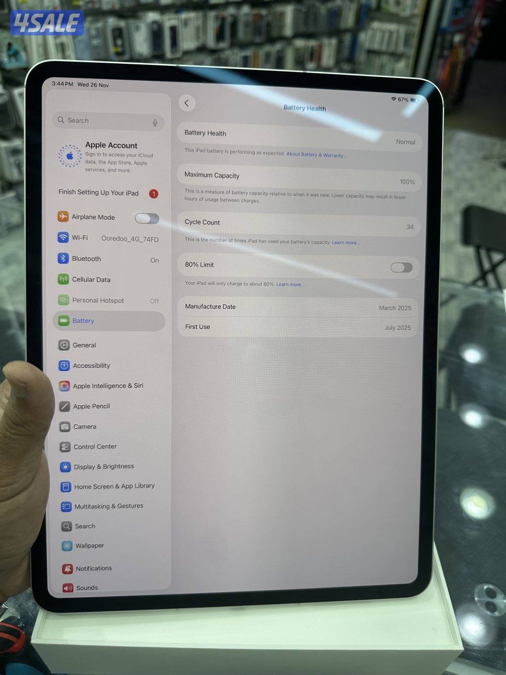 Ipad pro m4 256 gb wifi plus cellular8