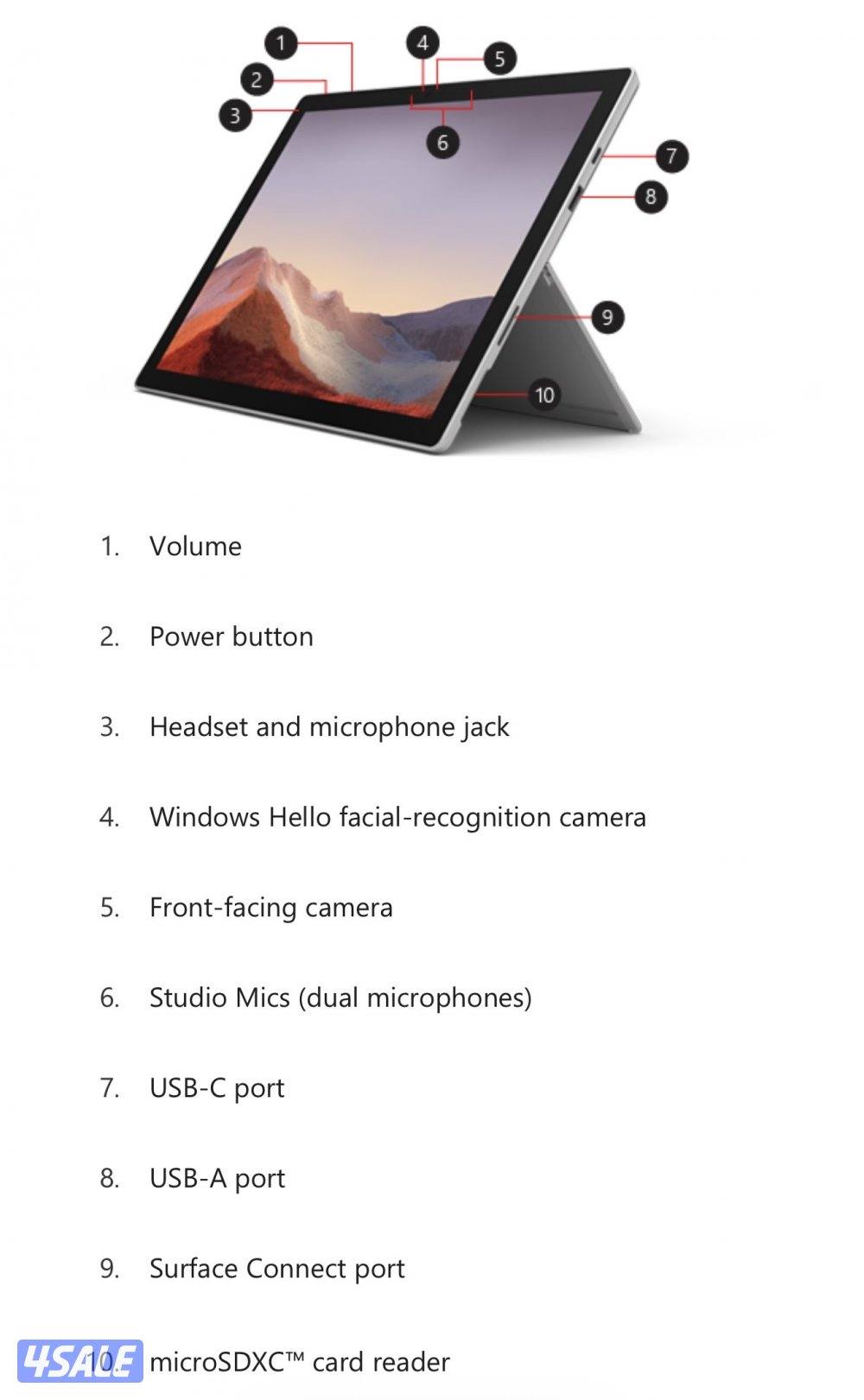 Surface Pro 7 10th Gen Core i7 , 256GB 16GB RAM جديد2