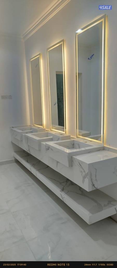 مغاسل  رخام طبيعي و صناعي ووجارات رخام وخشب ملامين وبديل الرخام0