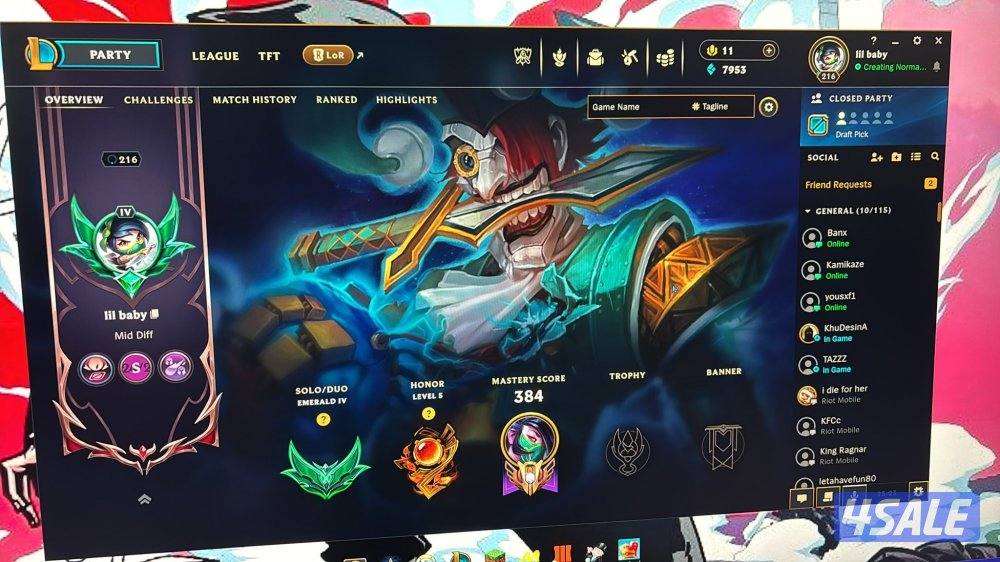 للبيع حساب ليق اوف ليجندز السعر على السوم0