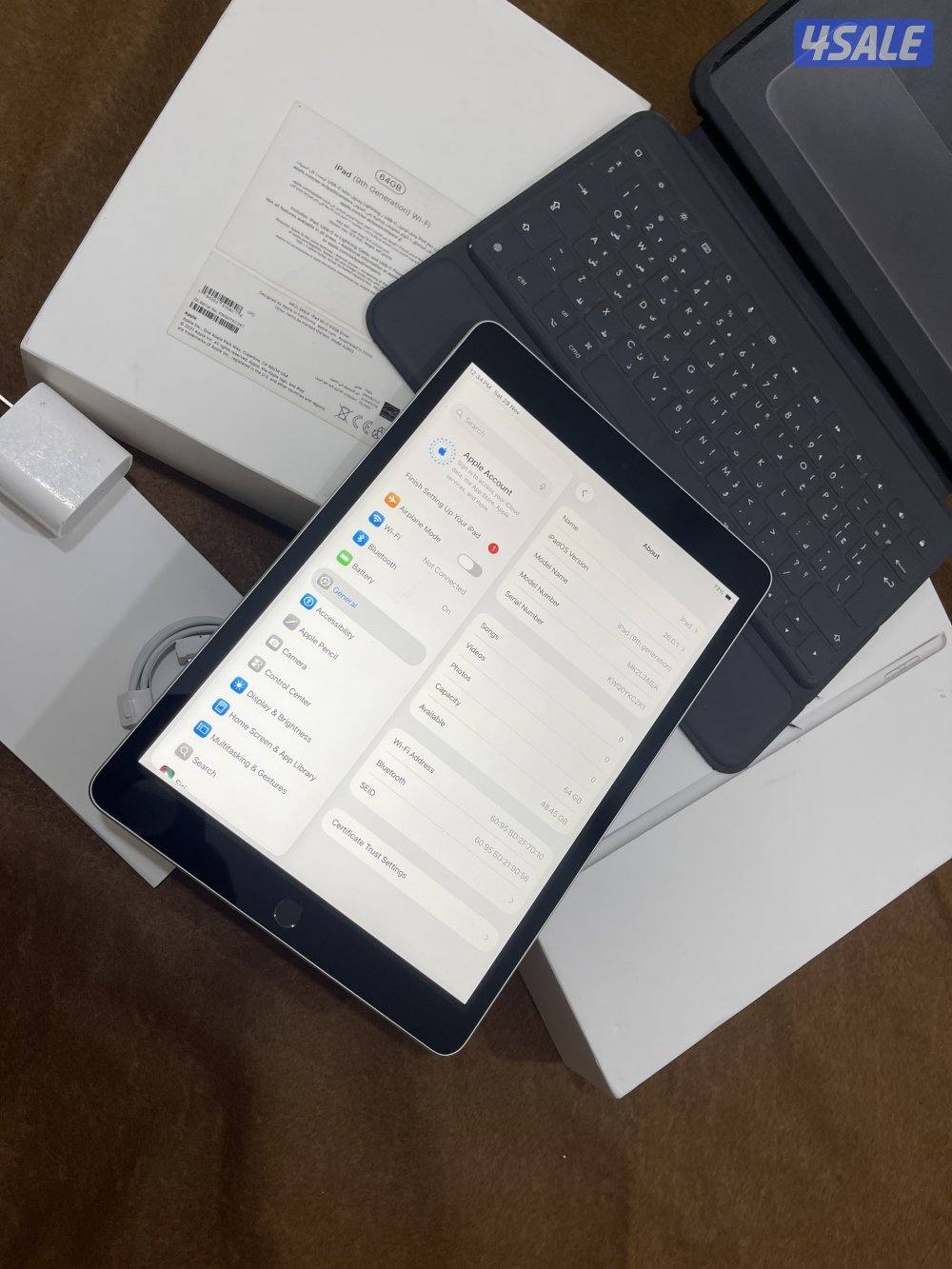 ايباد ابل 9 التاسع 64 قيقا نظيف مو مبطل ولا مصلح مع الاغراض كامله2