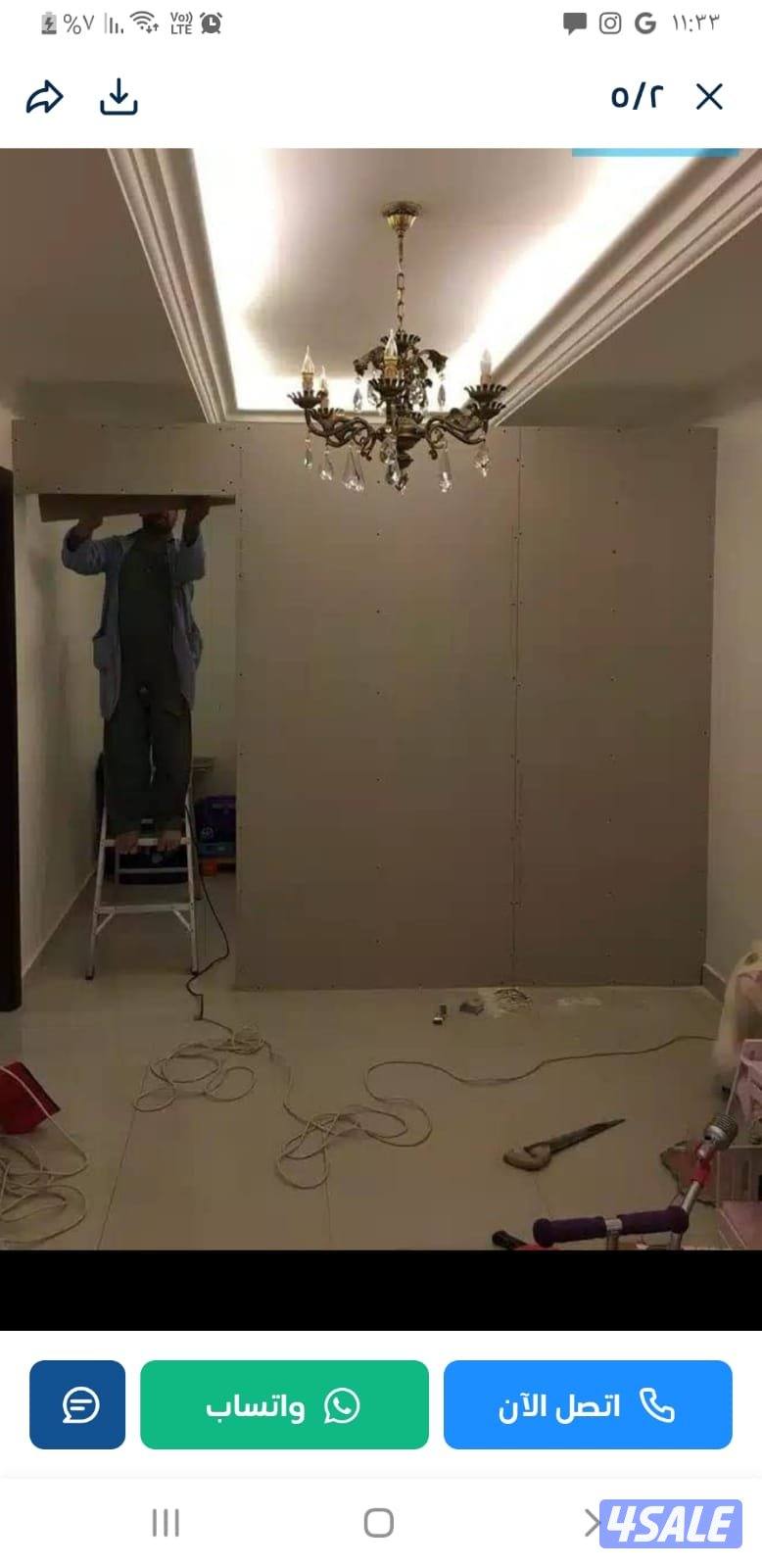 فنى جبسم بورد بارتشن قواطع تقسيم غرفه وصاله حرف ايل باب خشب اكرديون3