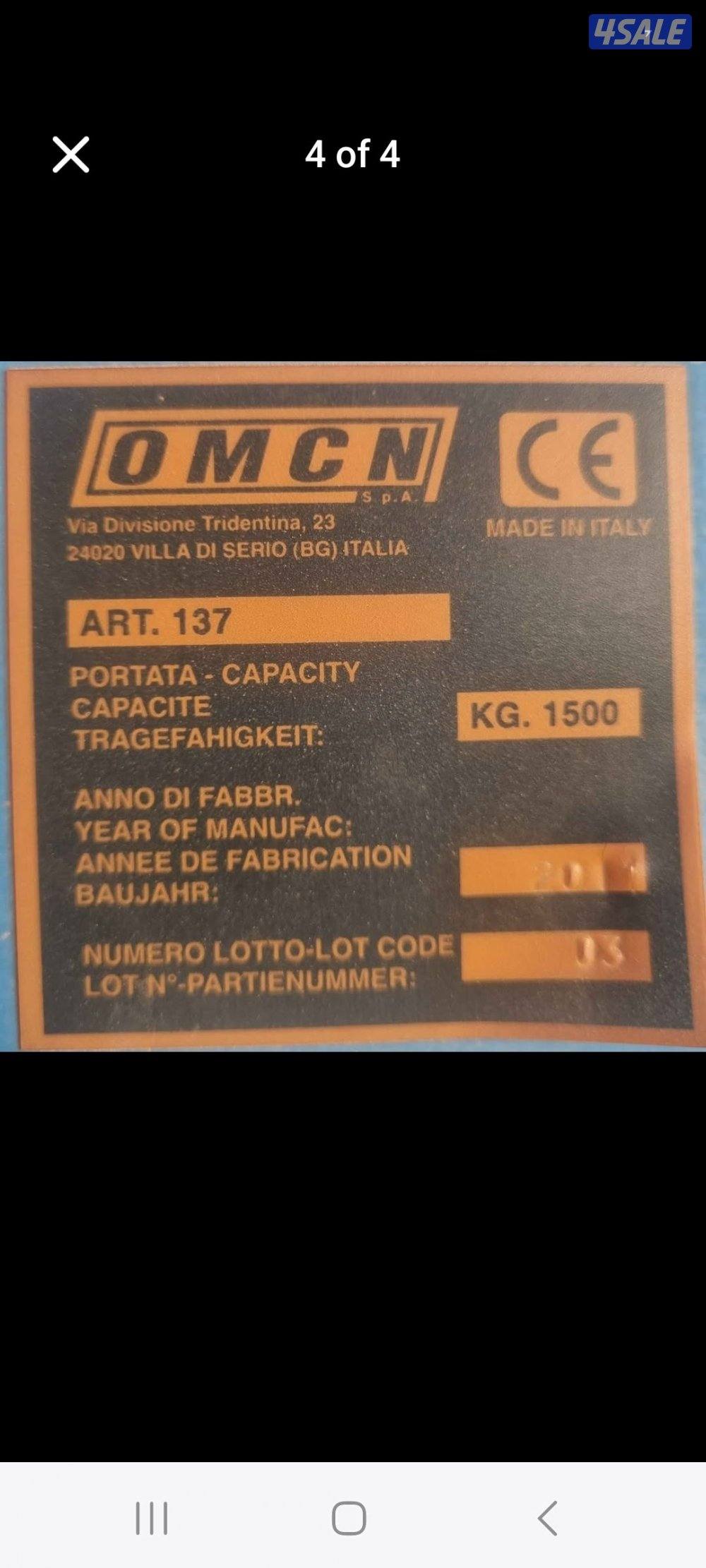 Engine Jack / Hoist 1.5 Ton OMCN ITALY used for 2 months. 200kd2