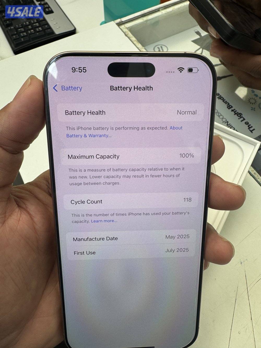 Iphone 16 pro max 256 100% battery كفاله 7 شهور من ابل مع الكرتون1