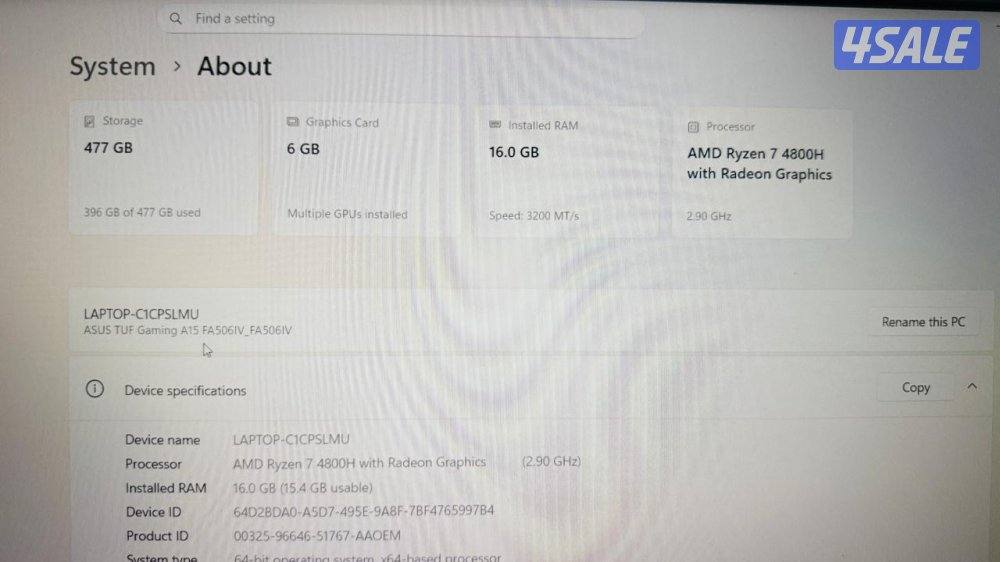 ASUS TUF Gaming A15  8+8 Gb / 512Gb / SSD / 2060 RTX 6Gb / 15.6 FHD2