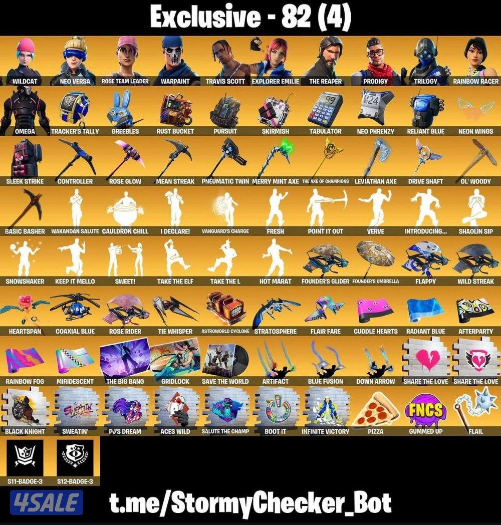 حساب فورت نوادر وايد كت ترافيس سيزون 3 320+ سكن0