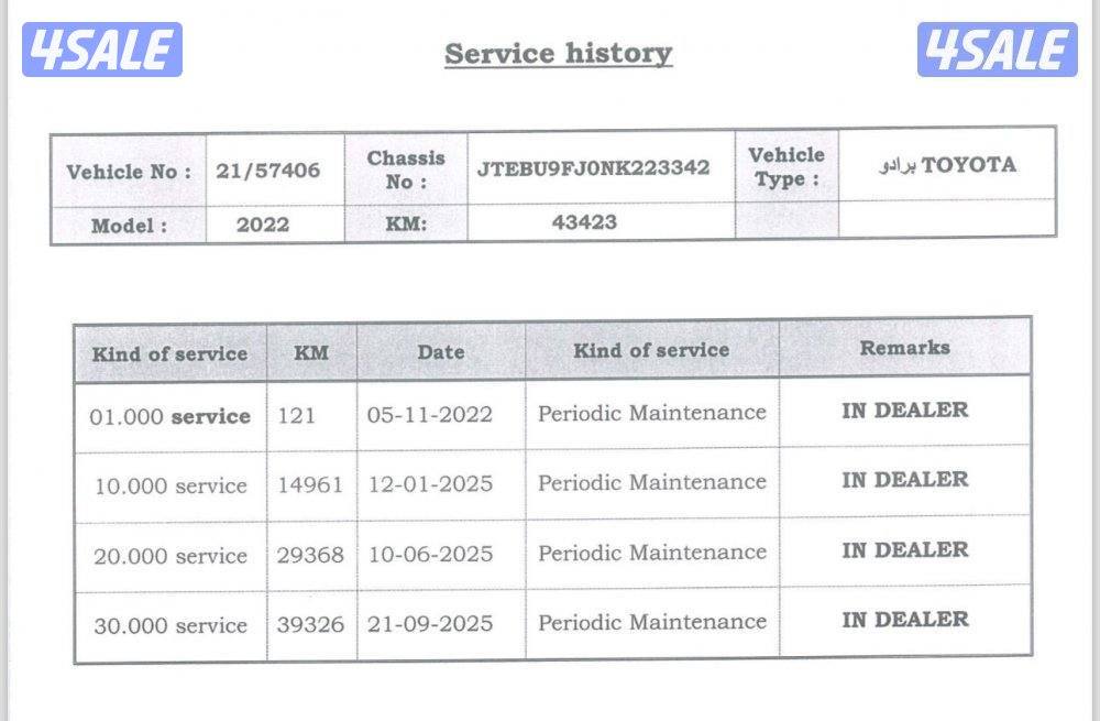 تويوتا برادو TXL موديل 2022 وكالة12