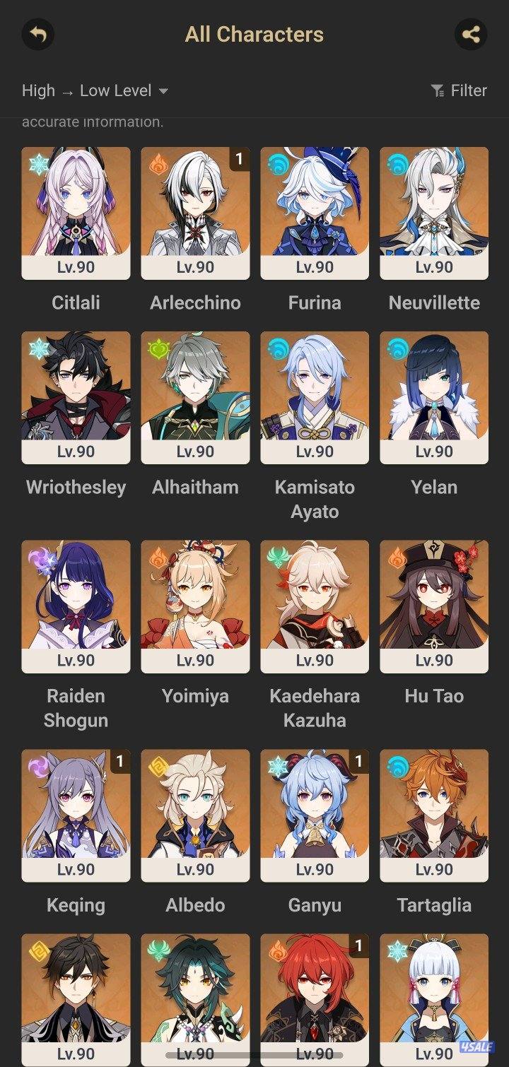 حساب قينشن لفل ٦٠ (٢٩ شخصية ٥ نجوم ) ( ١٣+ سلاح ٥ نجوم )1