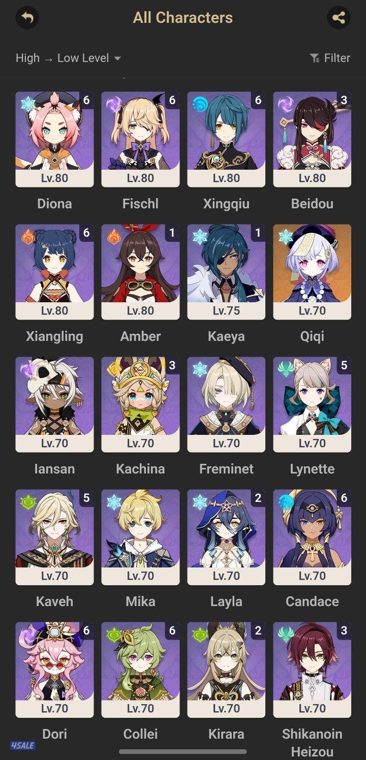 حساب قينشن لفل ٦٠ (٢٩ شخصية ٥ نجوم ) ( ١٣+ سلاح ٥ نجوم )3