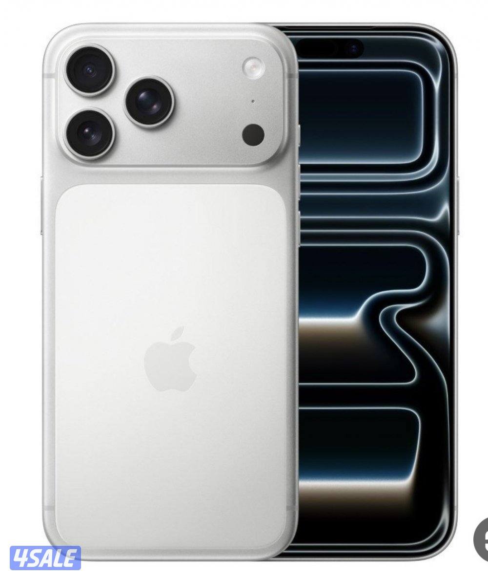 للبيع ايفون 17 برو ماكس سلفر 256 جديد بالكرتون عربي انجليزي كفاله اوري0