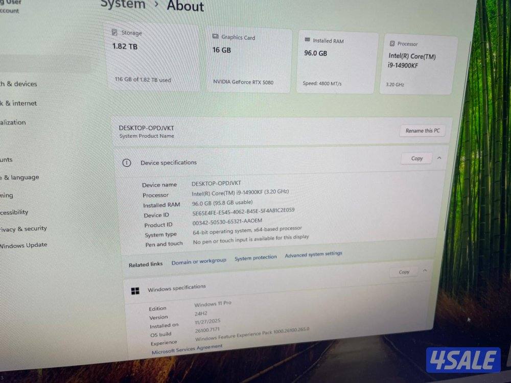 pc/CORE i9 -14900KF/RTX5080/RAM 96GB/SSD 2TB9