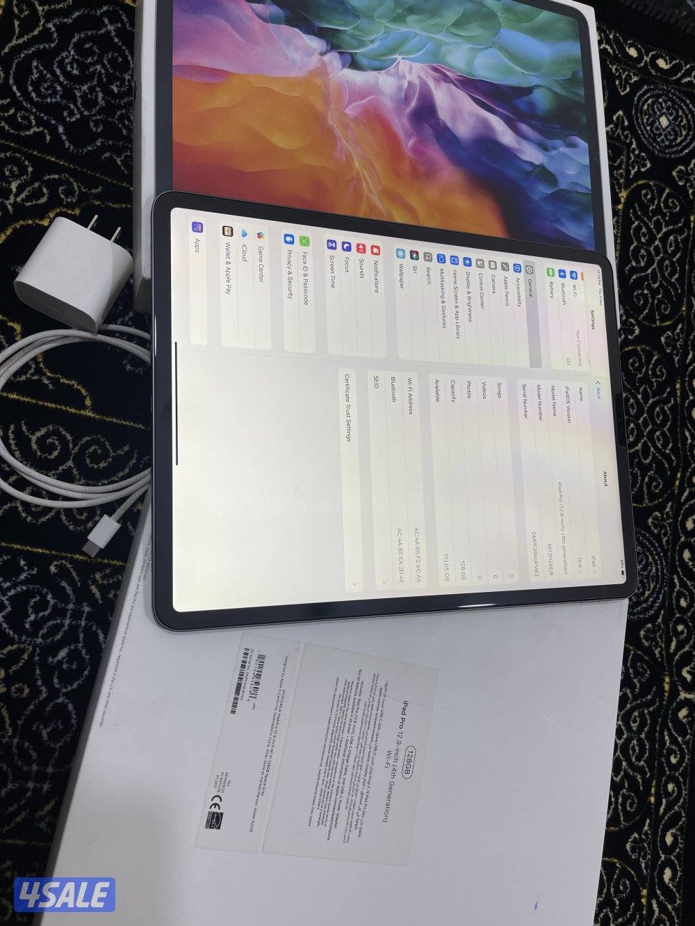 ايباد ابل برو 12.9 انش 128 قيقا الجيل الرابع نظيف مو مفتوح ولا مصلح3