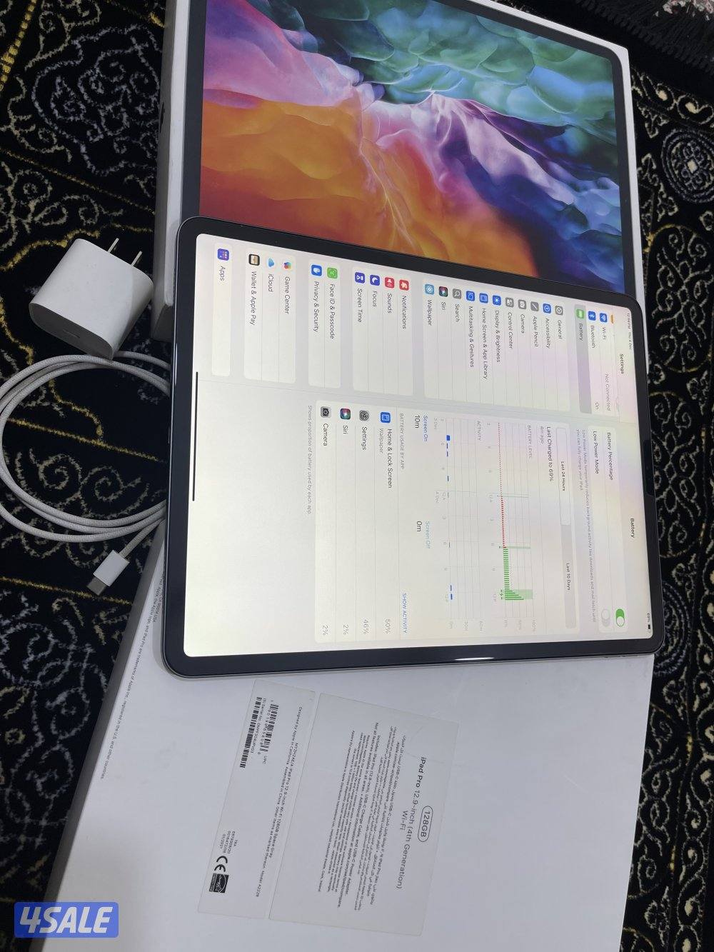 ايباد ابل برو 12.9 انش 128 قيقا الجيل الرابع نظيف مو مفتوح ولا مصلح4