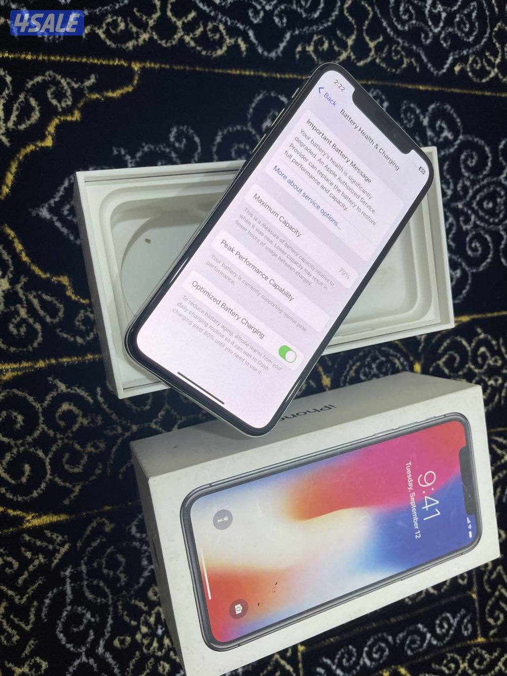 ايفون اكس x نظيف 256 جيجا بطارية 79 مو مفتوح ولا مصلح شغال تمام5