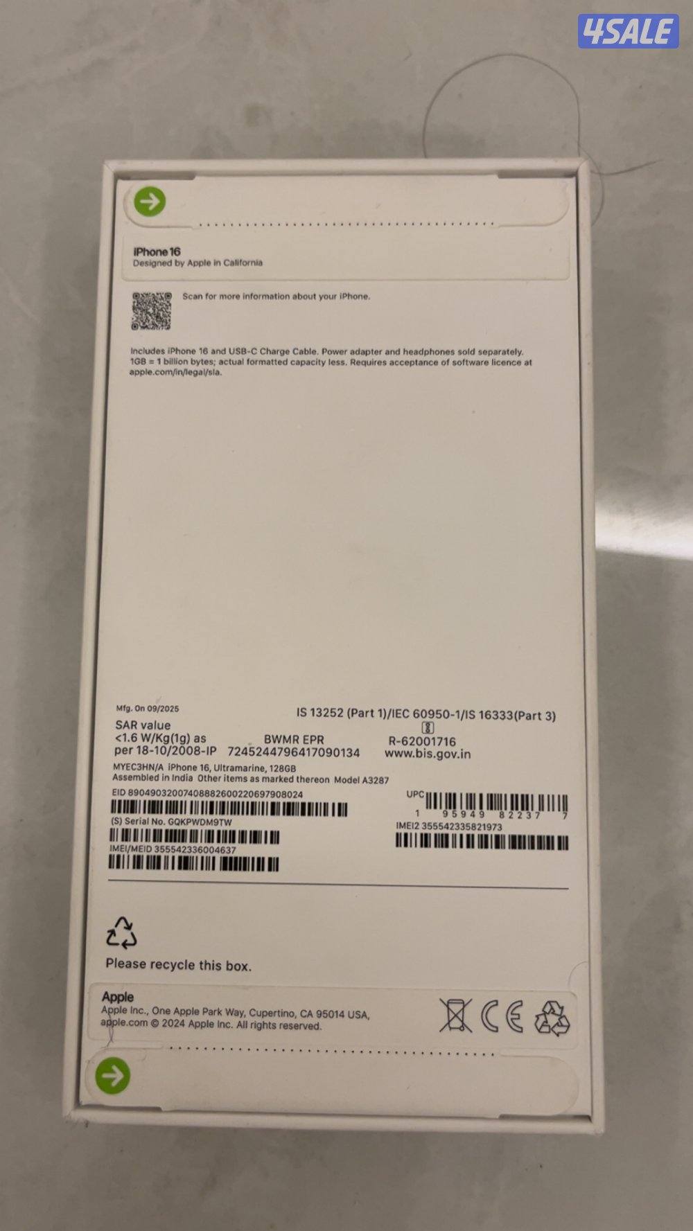 ايفوان 16 عادي ازرق ١٢٨ قيقا جديد1