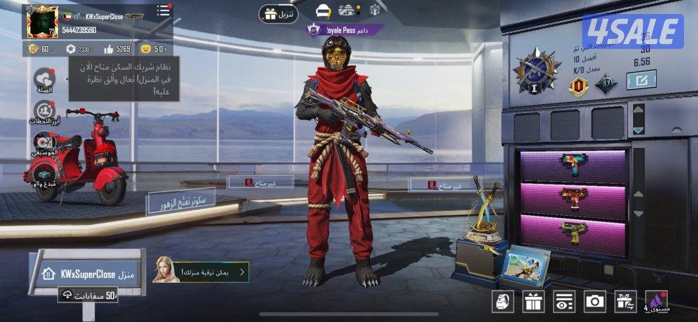 حساب ببجي لفل 75 ٩ اسلحه كيل مسج و ٧٣ ميثك وفيه مصمم واو و لقب محقق0