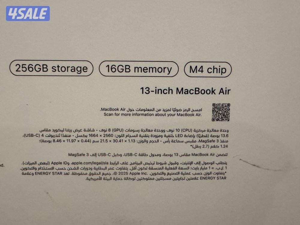 Mac book air m4 chip 256GB اللون Midnight استعمال اقل من شهر2