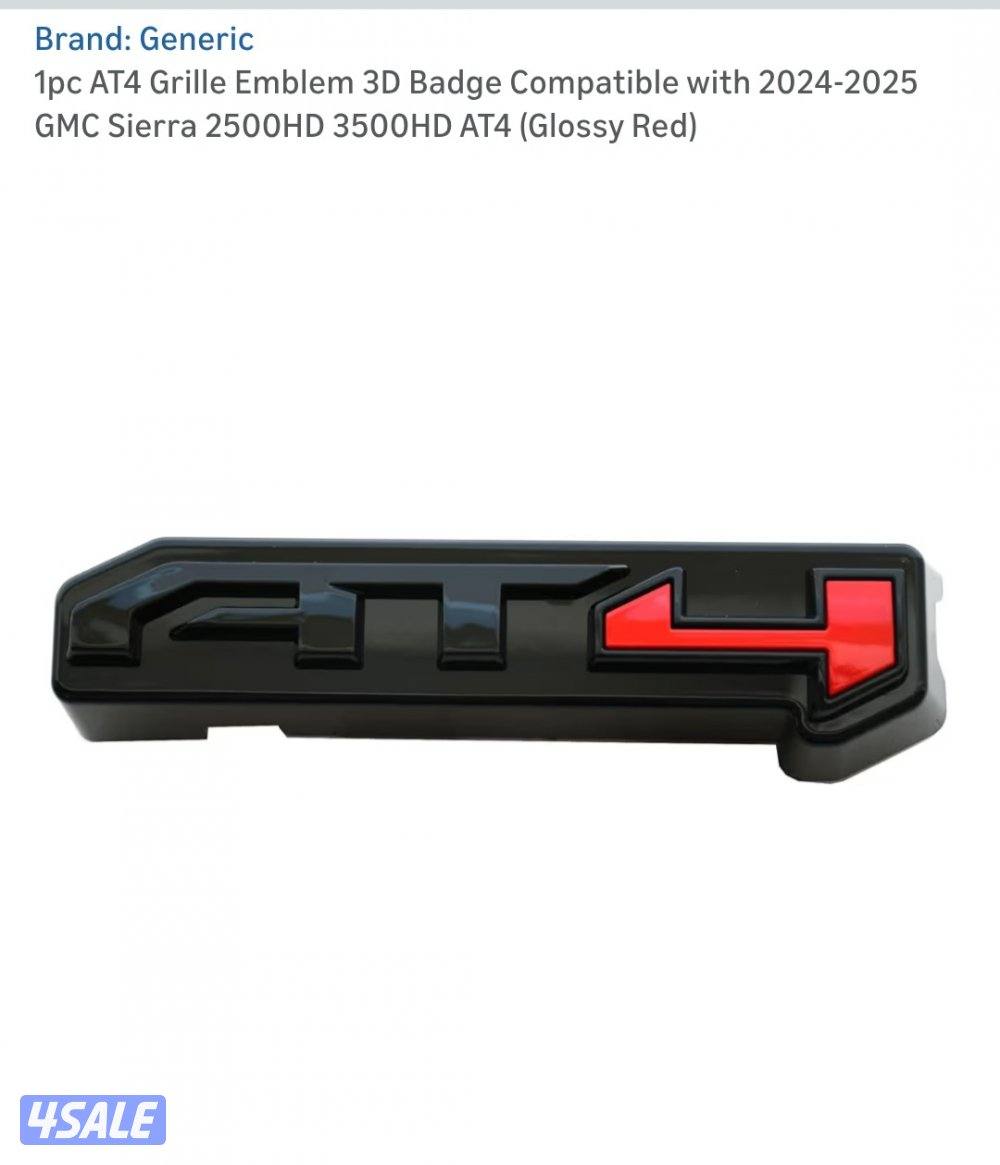 AT4 Grille Emblem 3D Badge Compatible withGMC Sierra 2500HD4