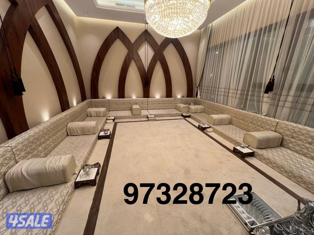 تنجيد وتفصيل ديوانيات مساند كنب صالات جلسات مطارح وستاير ويفي ورول وسج10