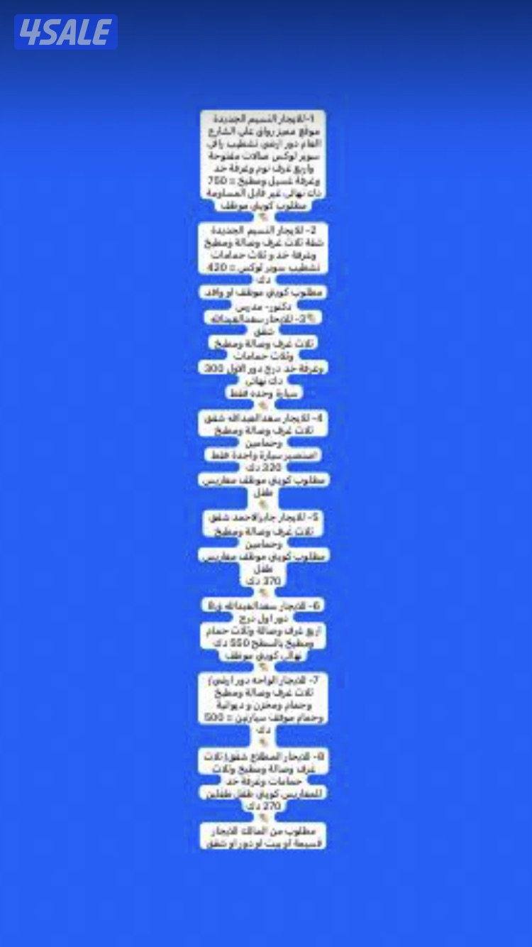 للايجار النسيم الجديدة/ سعدالعبدالله /جابرالاحمد/المطلاع /ألواحه4