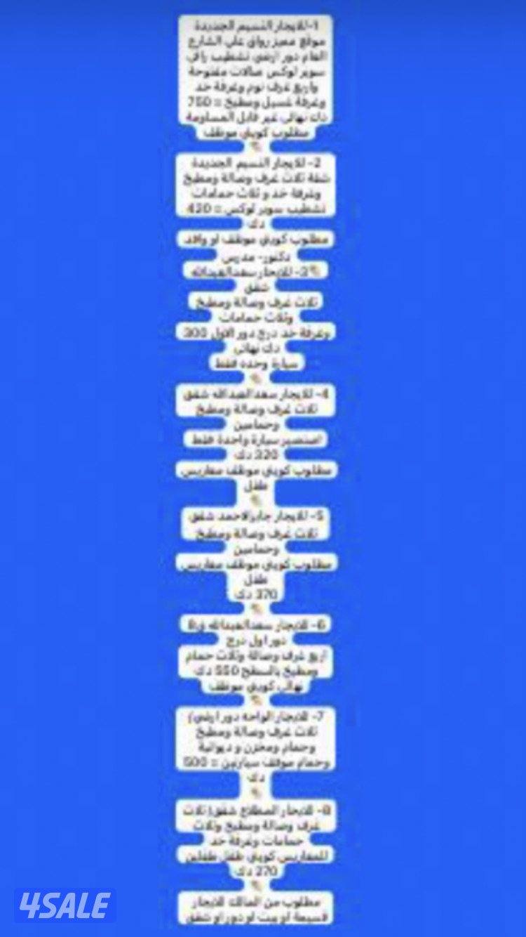 للايجار النسيم الجديدة/ سعدالعبدالله /جابرالاحمد/المطلاع /ألواحه5